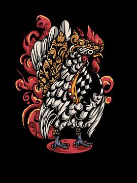 kate chicken, combined with Balinese ornaments, produces works with Indonesian Balinese culture, by Rofis art