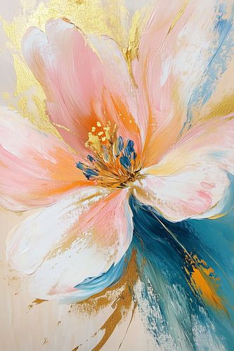 Goldene Blüte in abstrakter Harmonie