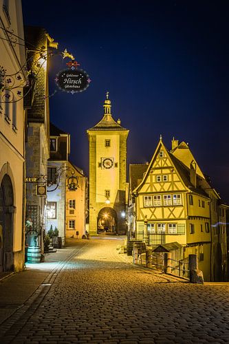 Avondsfeer op het Plönlein Rothenburg ob der Tauber