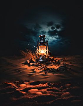 Lampion op het strand van fernlichtsicht