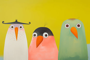 Bunte glückliche Vögel