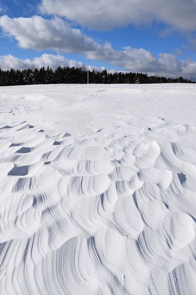 A field in winter under blue skies by Claude Laprise