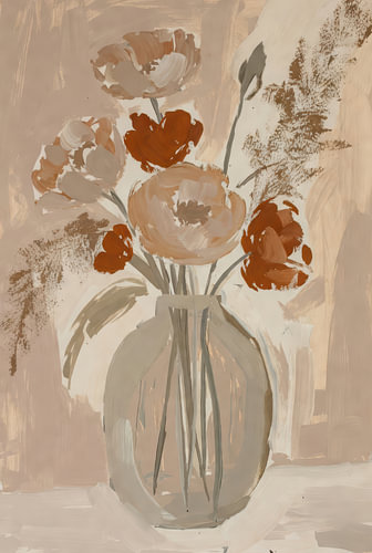 Bloemenvaas | Roestbruin | Impressionistisch | Sfeervol