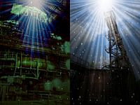 extraterrestre Paysages  collage rayons et étoiles
