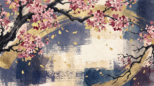 Sakura Blossom Golden Wave