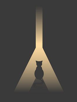 Minimalist Cat Silhouette Under Light – Moody Modern Wall Art