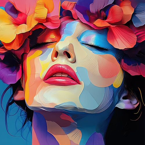 Kleurrijk abstract portret moderne dame