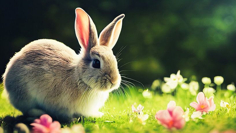 Osterhase auf einer Wiese, Art Illustration von Animaflora PicsStock