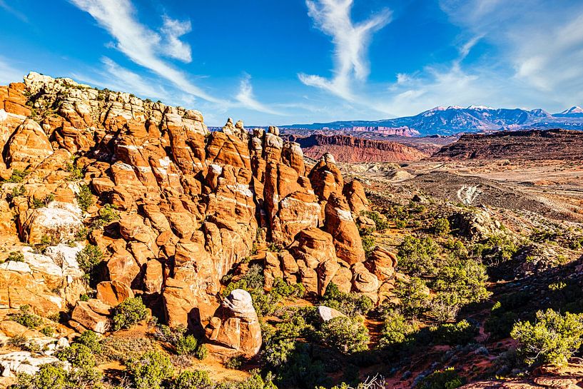 Erosion landscape rock formations in Arches National Park Utah USA by Dieter Walther