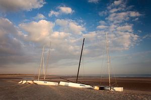Cadzand catamarans on beach