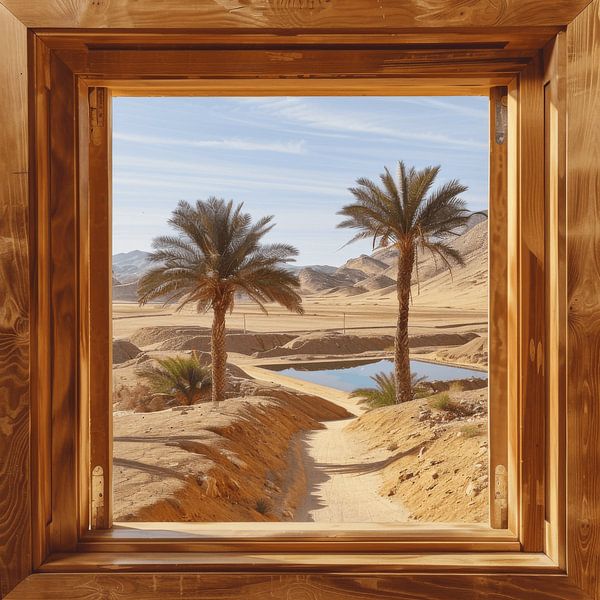 Vue de la fenêtre sur l'oasis par Poster Art Shop