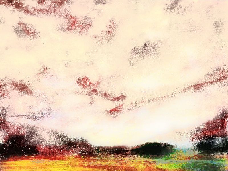 Minimalist landscape with moving sky by Claudia Gründler