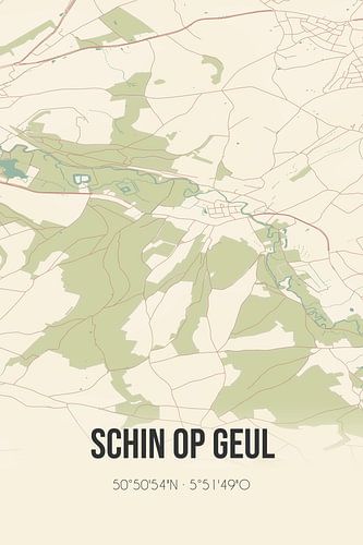 Vintage landkaart van Schin op Geul (Limburg)