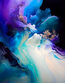 Abstract work with colourful organic shapes