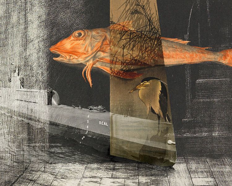 The fish, the heron and the seal. Stairs to heaven. by Nop Briex