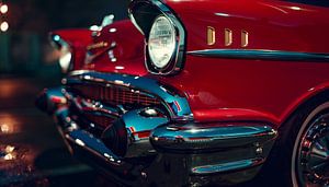 Chevrolet Bel Air Vintage 57 rouge gros plan
