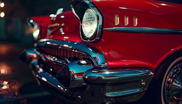 Chevy Bel Air Vintage 57 red closeup by TheXclusive Art