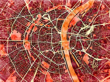 Kaart van Köln centrum in de stijl 'Amber Autumn' van Maporia