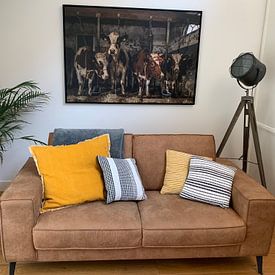 Customer photo: Dutch cows in an old barn by Inge Jansen, on canvas