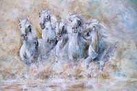 des chevaux blancs qui courent dans l'eau... 