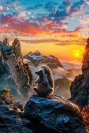 Igel auf einem Felsen im Gebirge von Art & Soul Creations