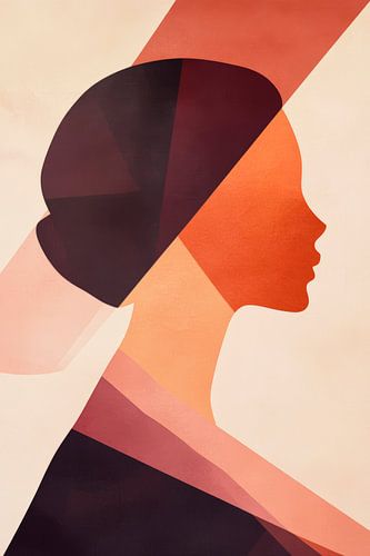 Profiel van een vrouw in geometrische vormen