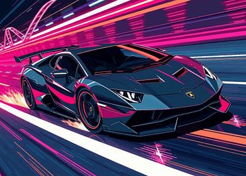 Lamborghini Sesto Elemento Neon Speeding by MIROKKU