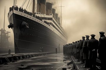 Zwart-wit vintage foto van de Titanic van Animaflora PicsStock