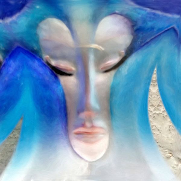 Abstract surrealistisch portret vrouw van Maurice Dawson