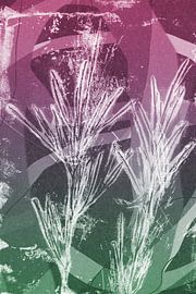 Weiße Zweige.  Moderne abstrakte botanische geometrische Kunst in rosa und grün von Dina Dankers