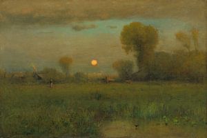 Harvest Moon von George Inness. Retro-Landschaft in Grün