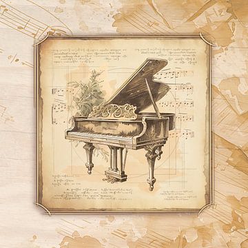 Vintage pianokunst voor pianospelers, pianist van SergeivoArt