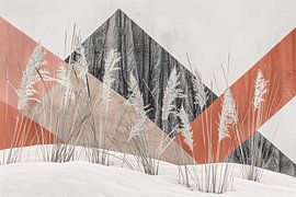 Abstract minimalist art with plants and mountains by Art & Soul Creations