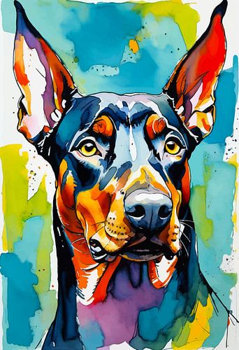 Doberman aquarel 2