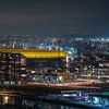 Het prachtig verlichte Feijenoord Stadion De Kuip in Rotterdam in detail van MS Fotografie | Marc van der Stelt
