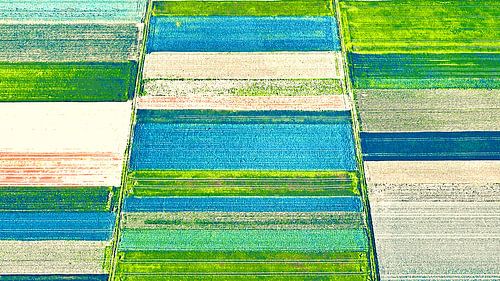 groene velden vanuit vogelperspectief mixed media