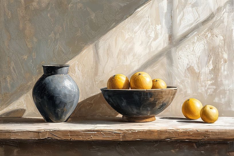 Modernes Obststillleben | Flüsternde Bernsteintöne von Kunst Laune