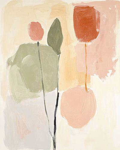 Powder pastel flowers in soft light