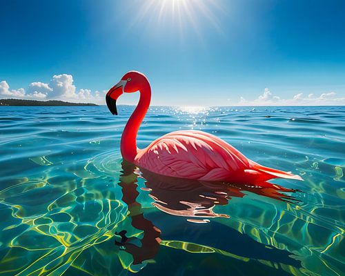 Rosa Flamingo unter dem Himmel