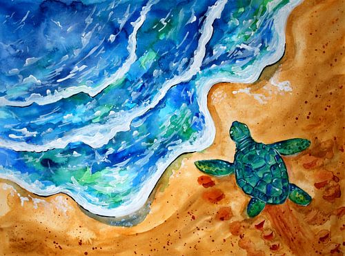 Baby schildpad op het strand van Sebastian Grafmann