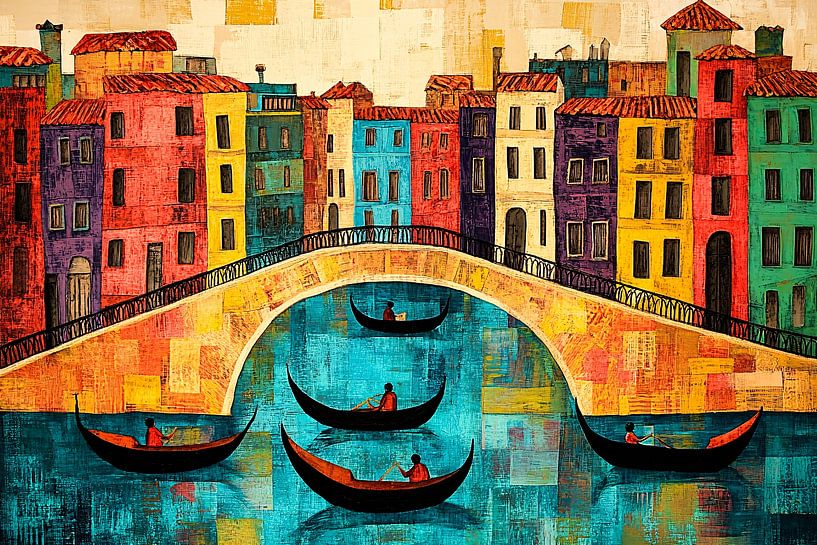 Colourful city with gondolas by Imperial Art House