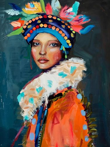 Portrait coloré inspiré des Amérindiens