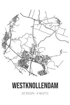 Westknollendam (Noord-Holland) | Karte | Schwarz und Weiß von Rezona