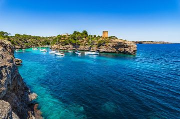 Beautiful view of bay with boats yachts at the coast of Cala Pi by Alex Winter