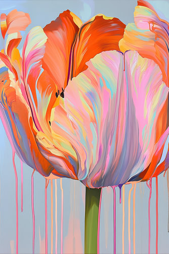 Farbenfrohe abstrakte Blumenkunst mit Tulpe