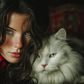 woman with pet retro boudoir look by Egon Zitter