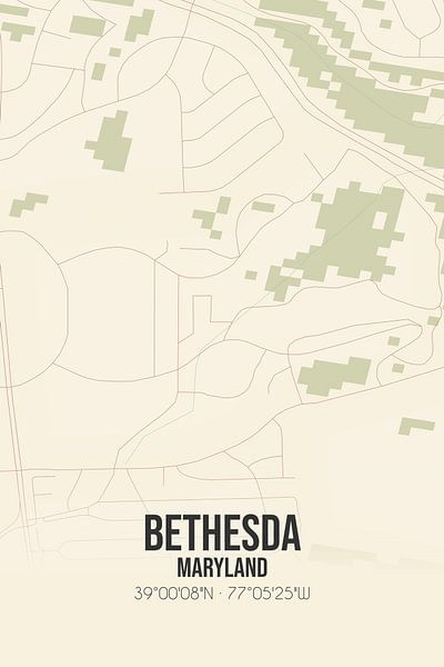 Carte ancienne de Bethesda (Maryland), États-Unis. par Affiches de lieux