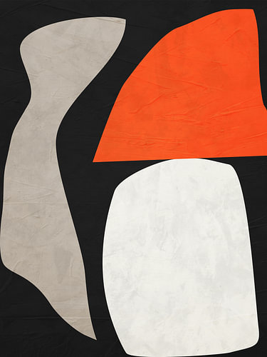 Minimalistische abstracte kunst met organische vormen in warme, kleurrijke tinten.