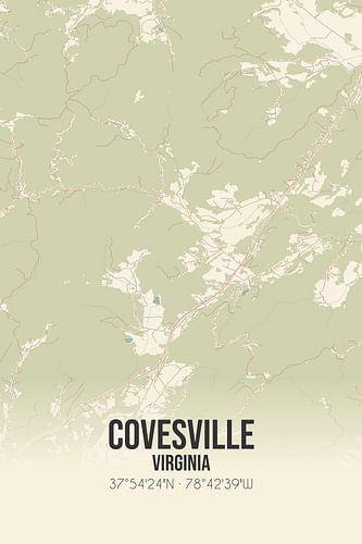 Vintage landkaart van Covesville (Virginia), USA.