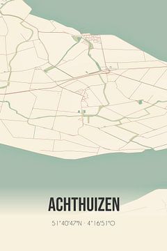 Vintage landkaart van Achthuizen (Zuid-Holland) van Rezona